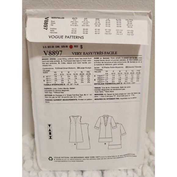 Vogue V8897 Sewing Pattern | Very Easy Loose Fit Pullover Dress - Picture 4 of 10